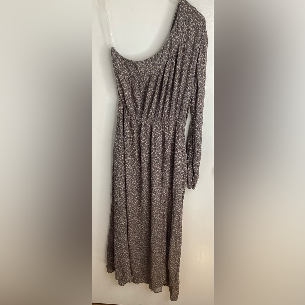Final Touch One-Shoulder Gray Floral Dress L